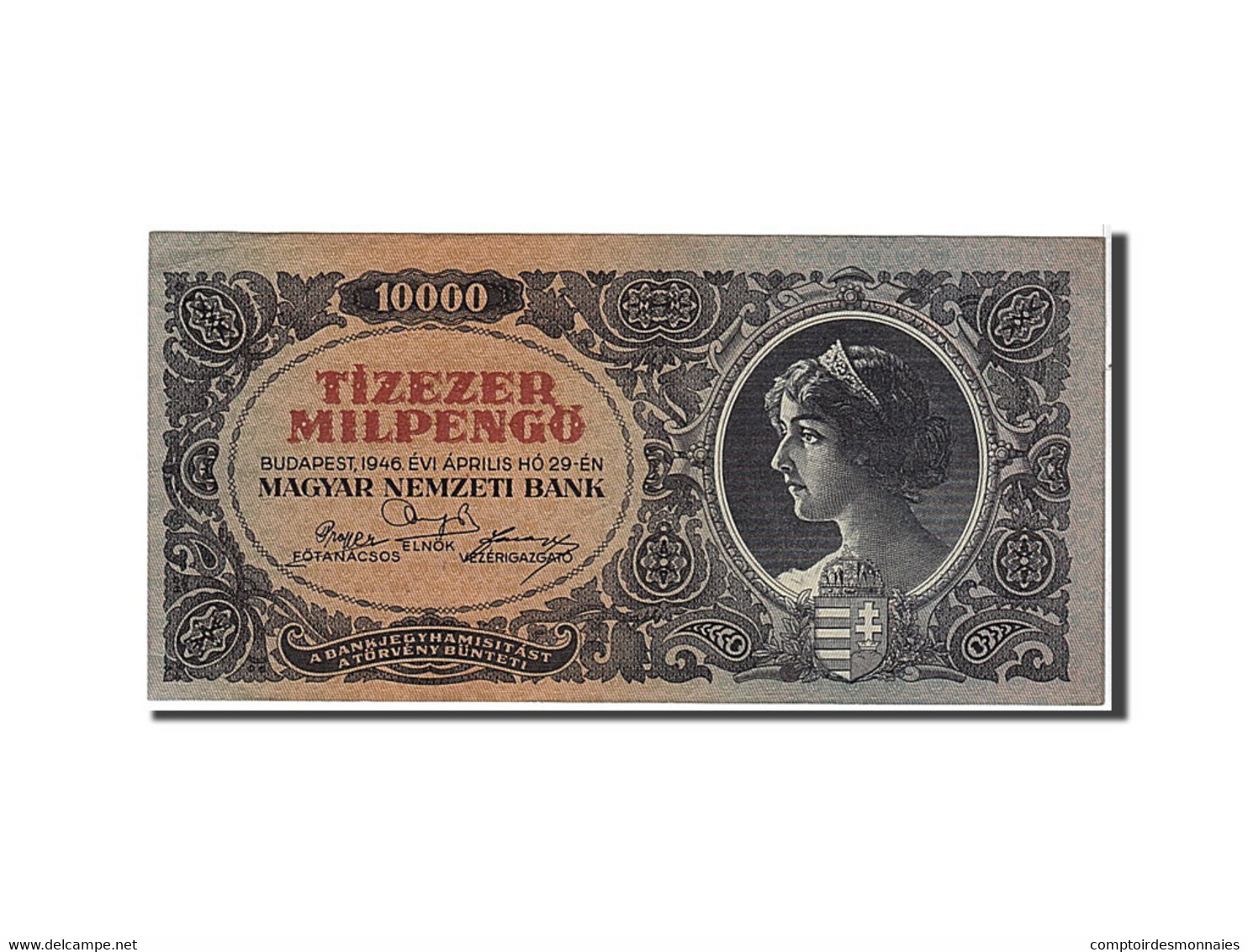 Billet, Hongrie, 10,000 Milpengö, 1946, KM:126, TTB+ - Ungarn