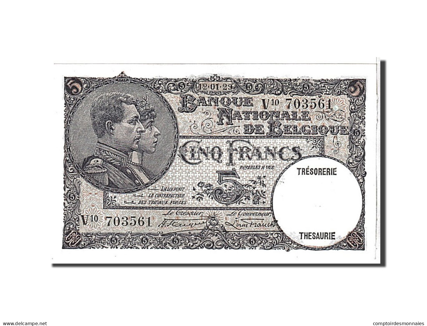 Billet, Belgique, 5 Francs, 1929, KM:93, SUP - 5 Franchi