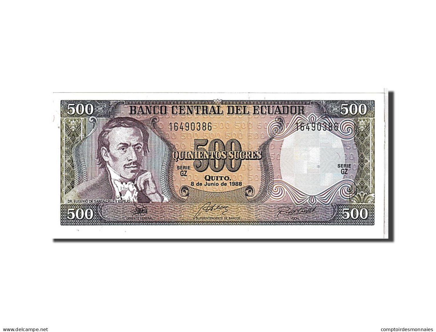 Billet, Équateur, 500 Sucres, 1988, KM:124Aa, NEUF - Ecuador