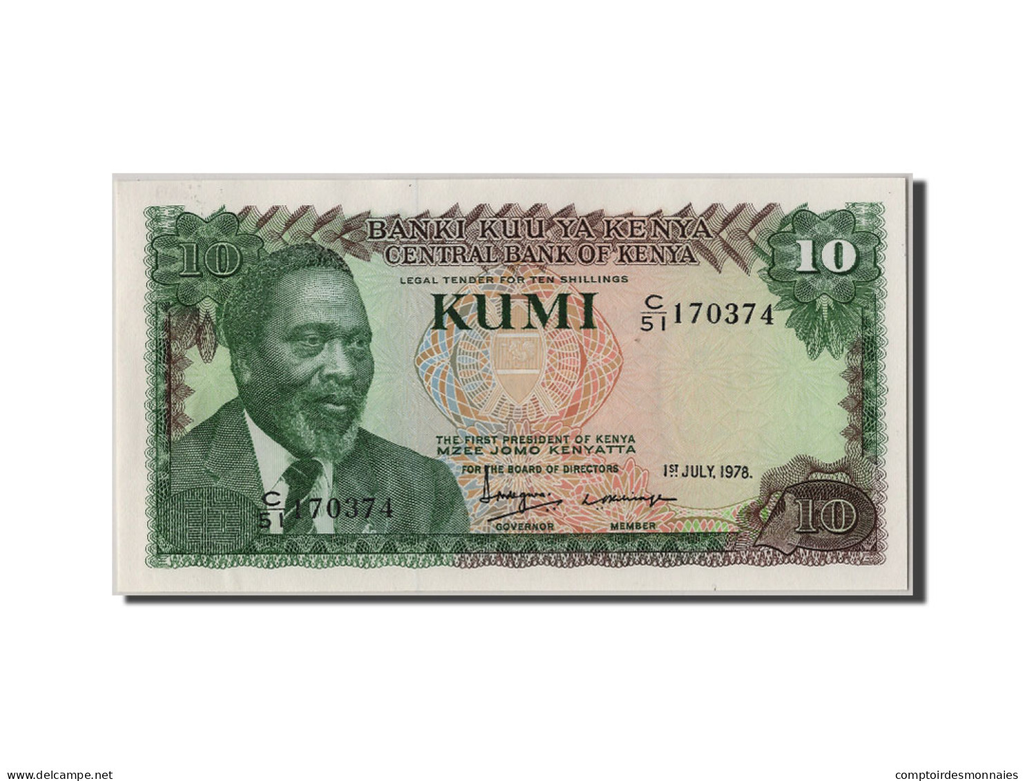 Billet, Kenya, 10 Shillings, 1978, 1978-07-01, NEUF - Kenya