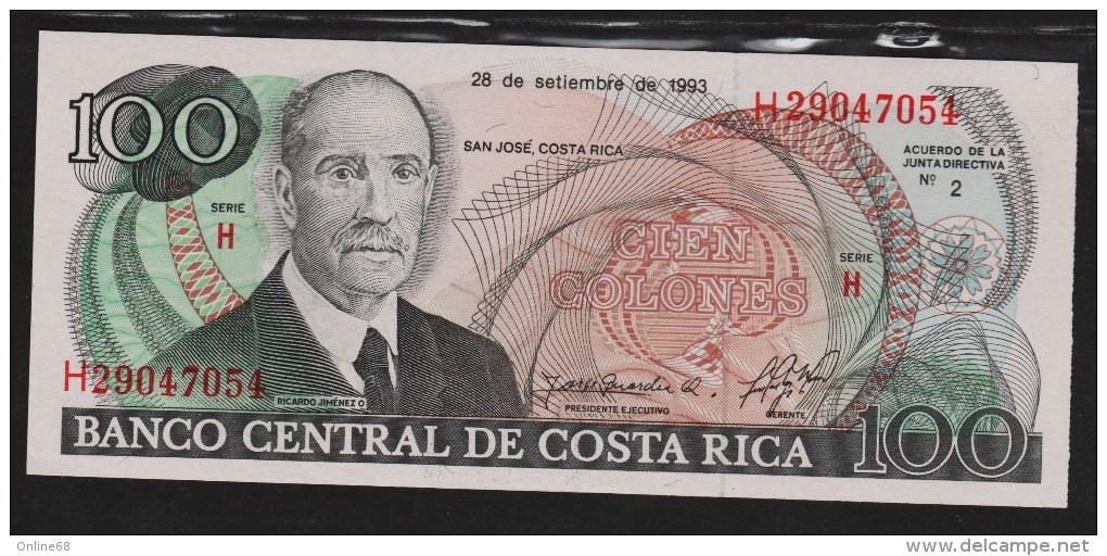 COSTA RICA 100 Colones 28.09.1993  Série H # H29047054  P# 261a - Costa Rica