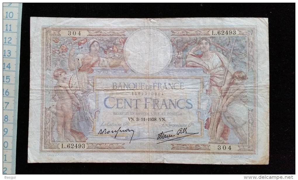 Billet De 100 , Cent Francs Luc Olivier Merson, 1938, L62493 - 100 F 1908-1939 ''Luc Olivier Merson''