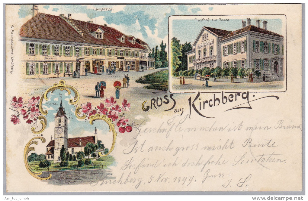 AK BE KIRCHBERG 1899-06-05 Kirchberg "Gruss Aus" Litho W.Grossenbacher - Kirchberg