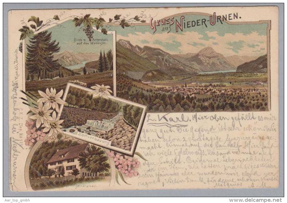 AK GL Niederurnen 1898-07-26 Litho C.Künzli #527 - Niederurnen