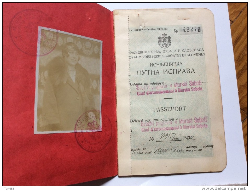 PASSAPORTO  PASSPORT    REISEPASS  1930.   KINDOM  SHS   CROATIA SLOVENIA SERBIA    -  MURSKA  SOBOTA   - VISA TO CANADA - Historical Documents