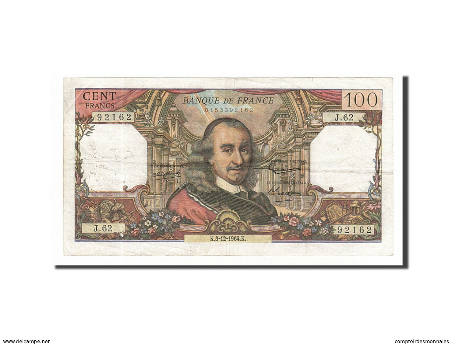Billet, France, 100 Francs, 100 F 1964-1979 ''Corneille'', 1964, 1964-12-03, TB - 100 F 1964-1979 ''Corneille''