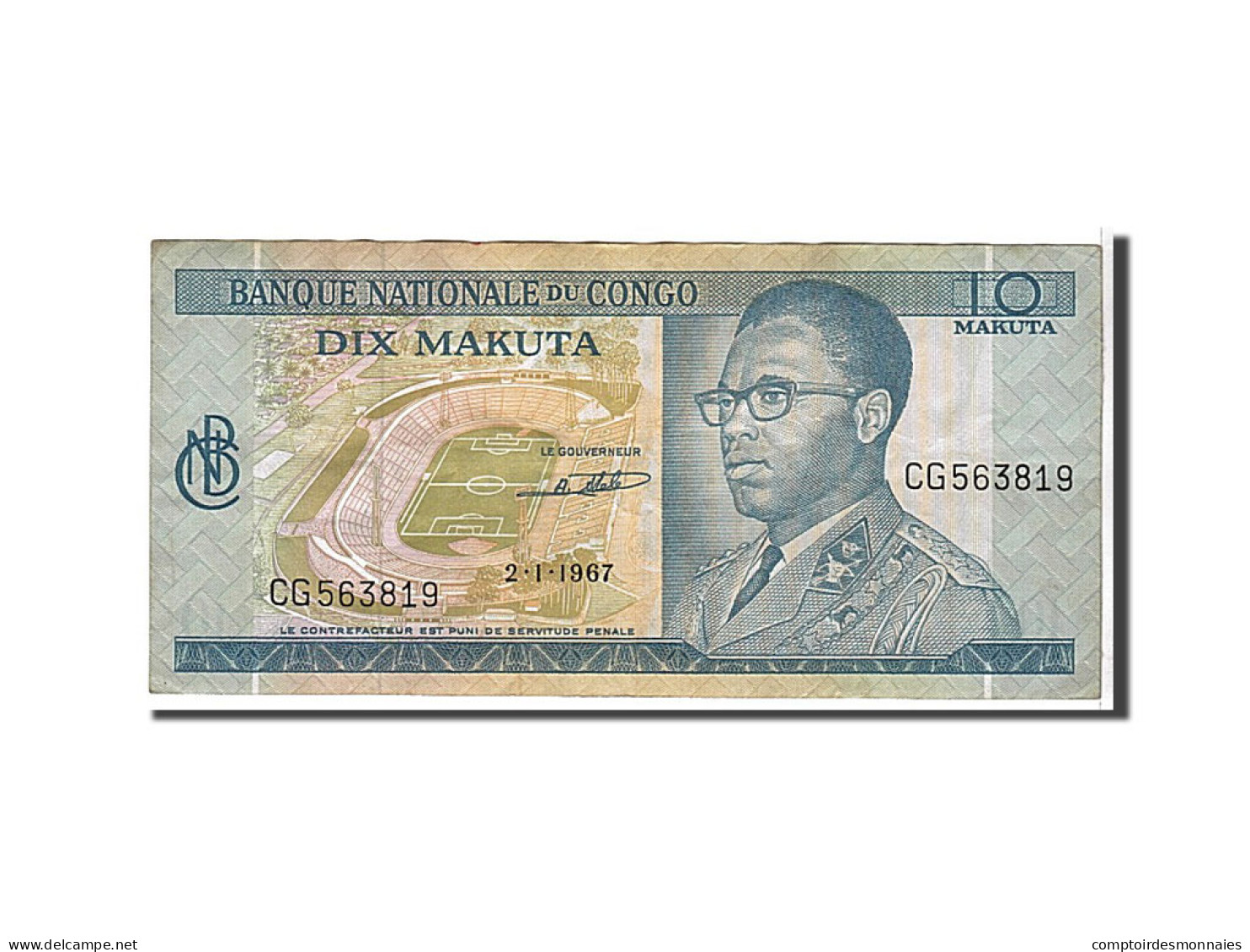 Billet, Congo Democratic Republic, 10 Makuta, 1967, KM:9a, TTB - República Democrática Del Congo & Zaire
