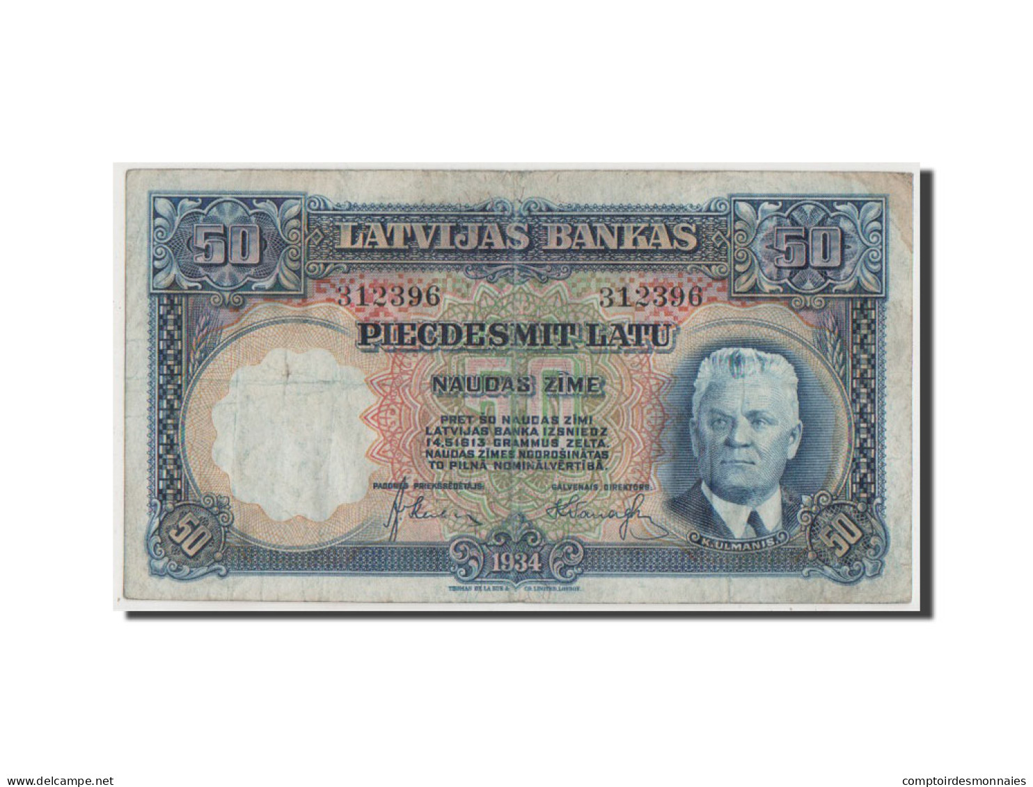 Billet, Latvia, 50 Latu, 1934, TB - Lettonie