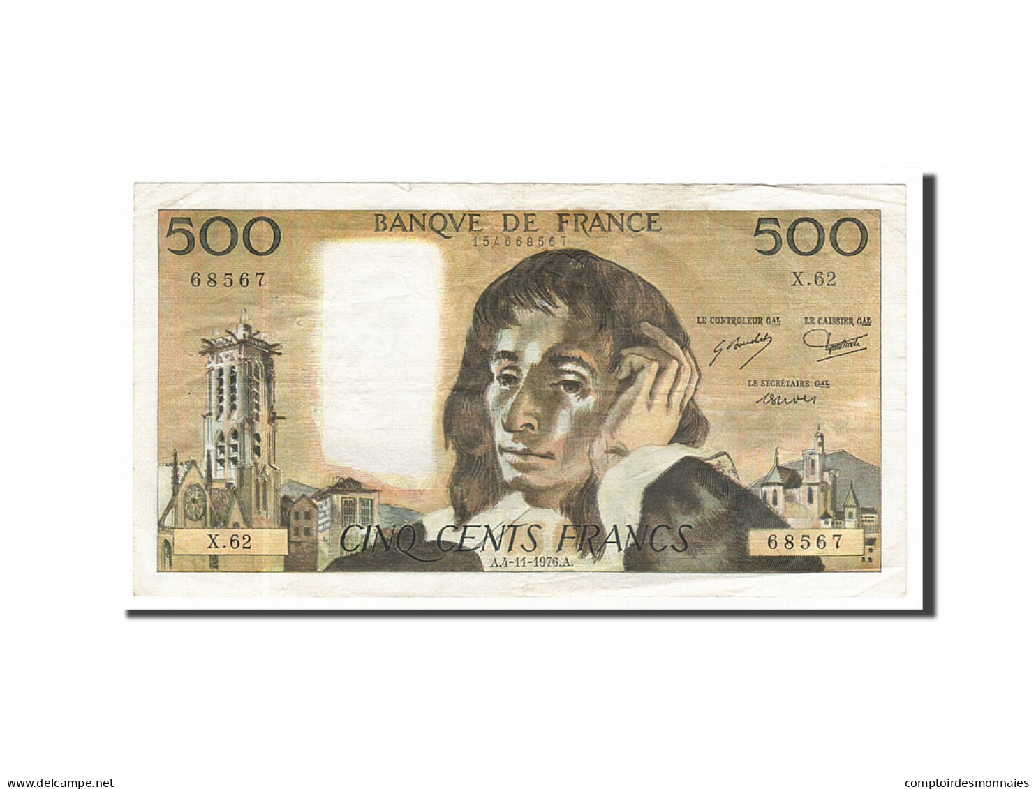 Billet, France, 500 Francs, 500 F 1968-1993 ''Pascal'', 1976, 1976-11-04, TTB - 500 F 1968-1993 ''Pascal''