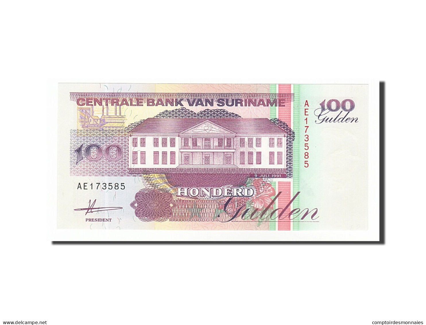 Billet, Suriname, 100 Gulden, 1991, 1991-07-09, NEUF - Suriname