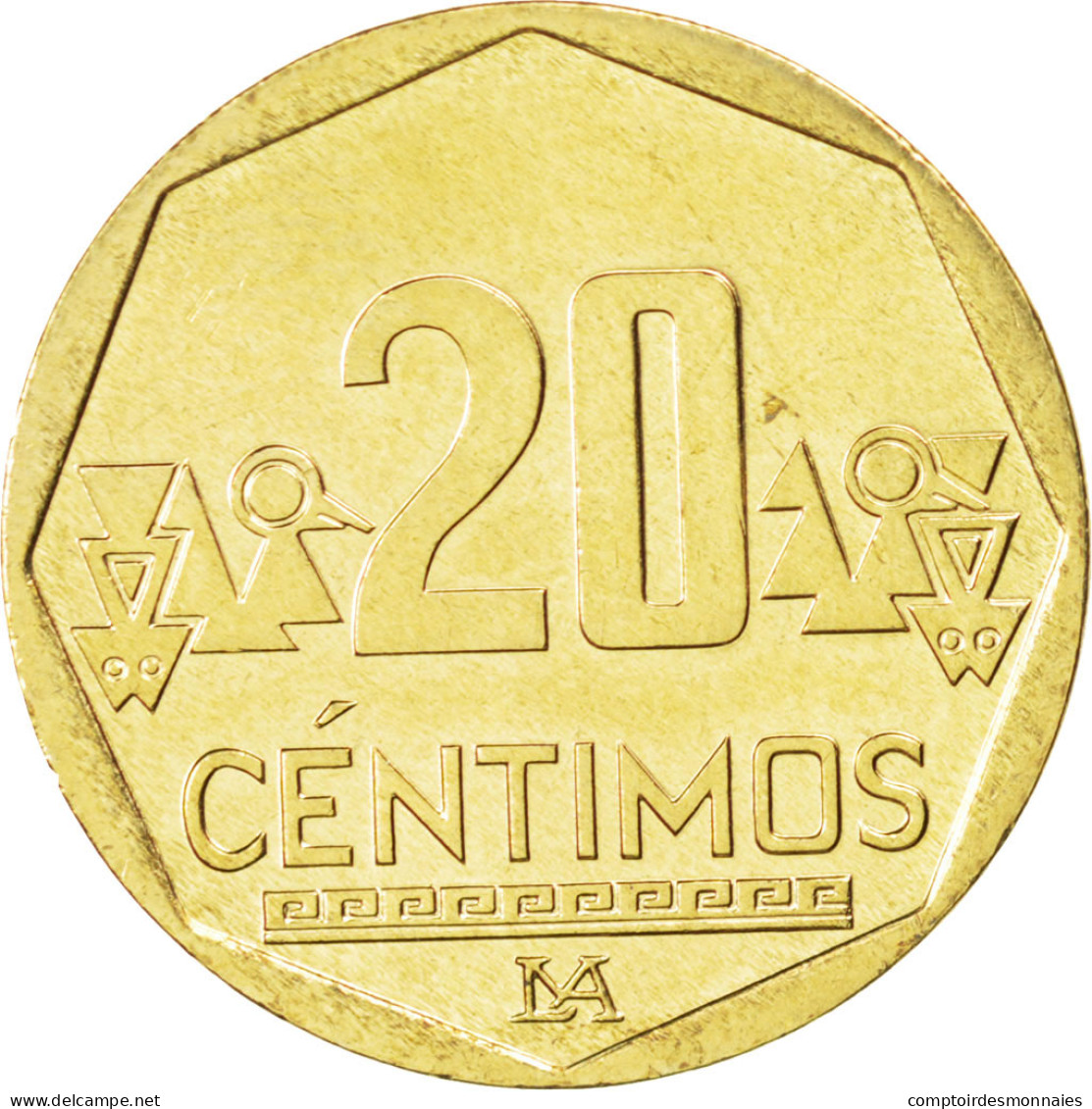 Monnaie, Pérou, 20 Centimos, 2004, SPL, Laiton, KM:306.4 - Peru