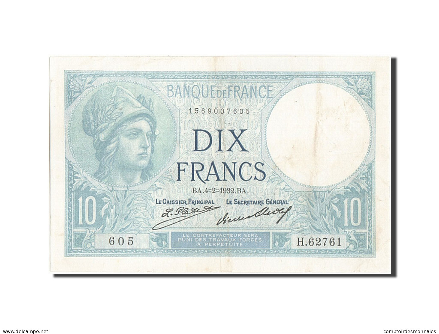 Billet, France, 10 Francs, 10 F 1916-1942 ''Minerve'', 1932, 1932-02-04, TTB+ - 10 F 1916-1942 ''Minerve''