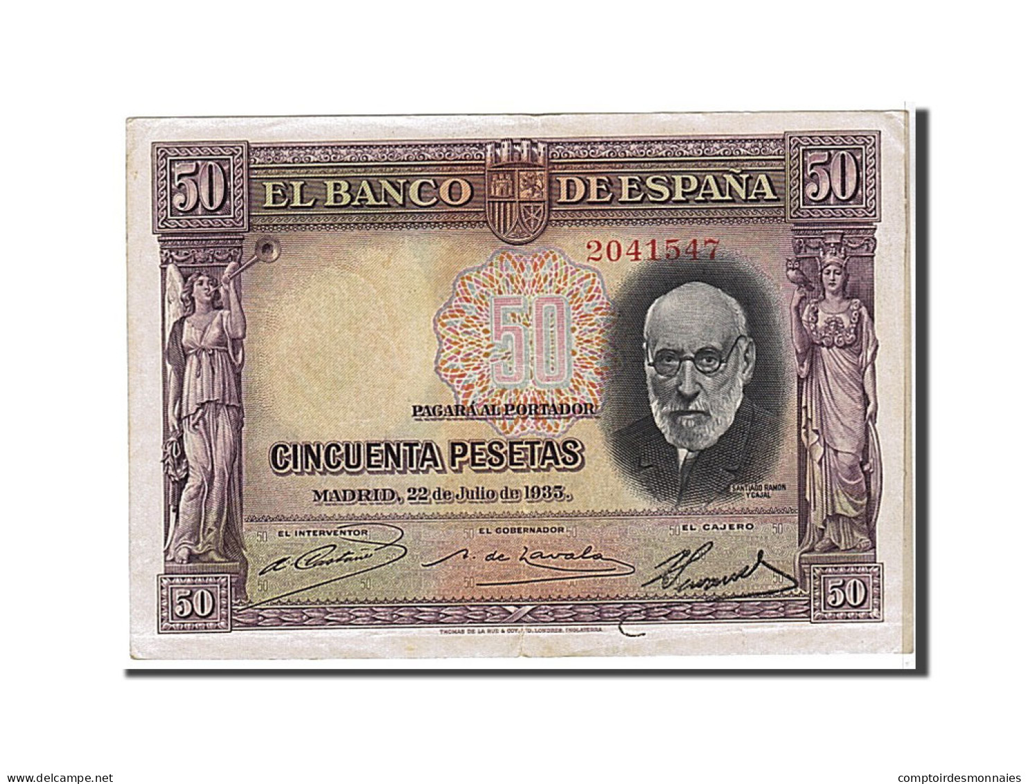 Billet, Espagne, 50 Pesetas, 1935, KM:88, TTB - 50 Peseten