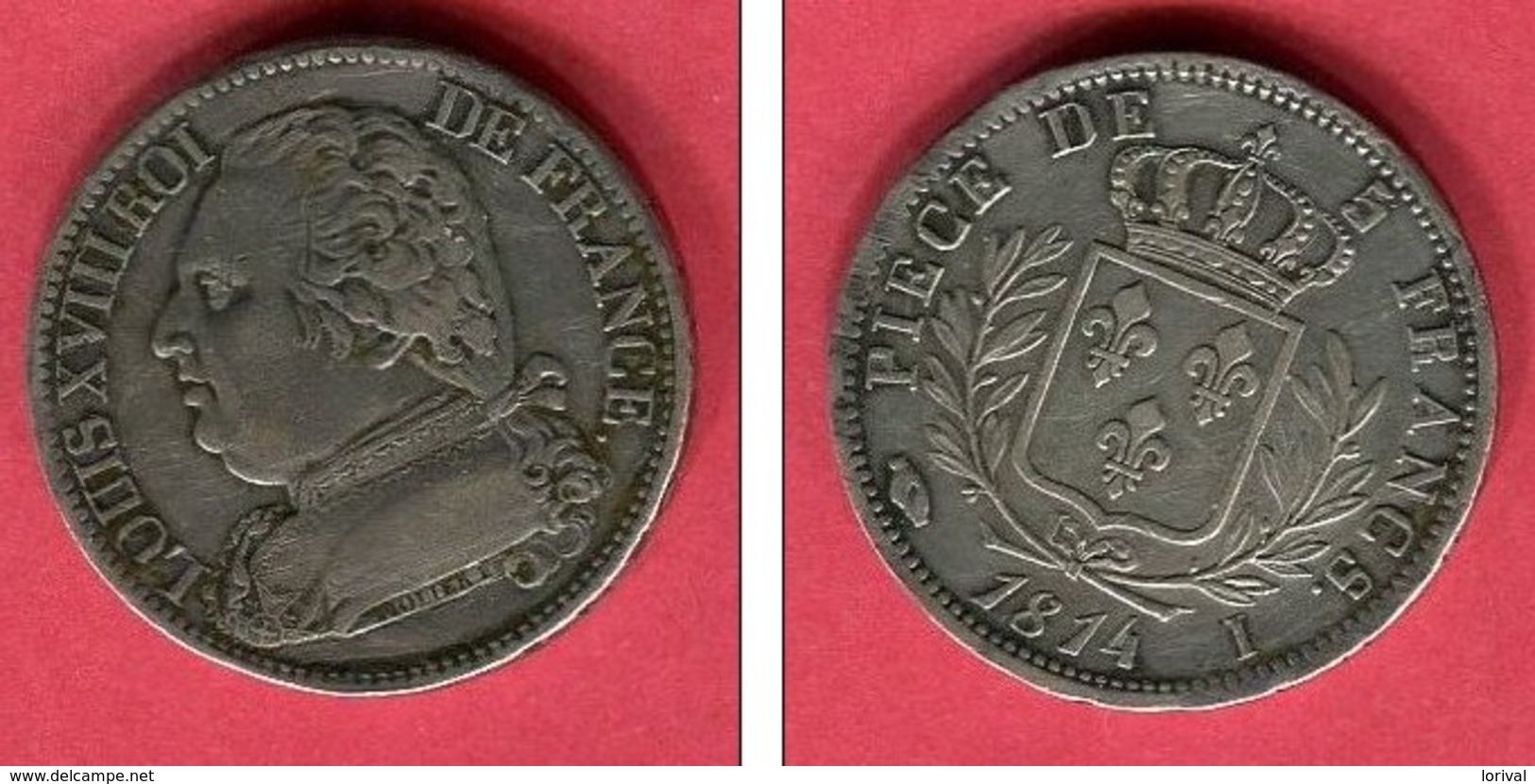 LOUIS XVIII   5 FRANCS 1814 I    TTB  255 - 5 Francs