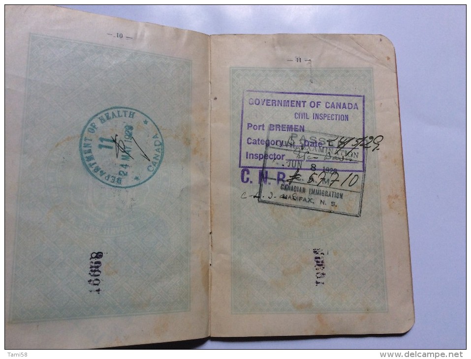 PASSEPORT D'EMIGRANT  PASSPORT REISEPASS  1928. KINDOM OF  SHS  MURSKA SOBOTA      VISA TO: CANADA - Documents Historiques