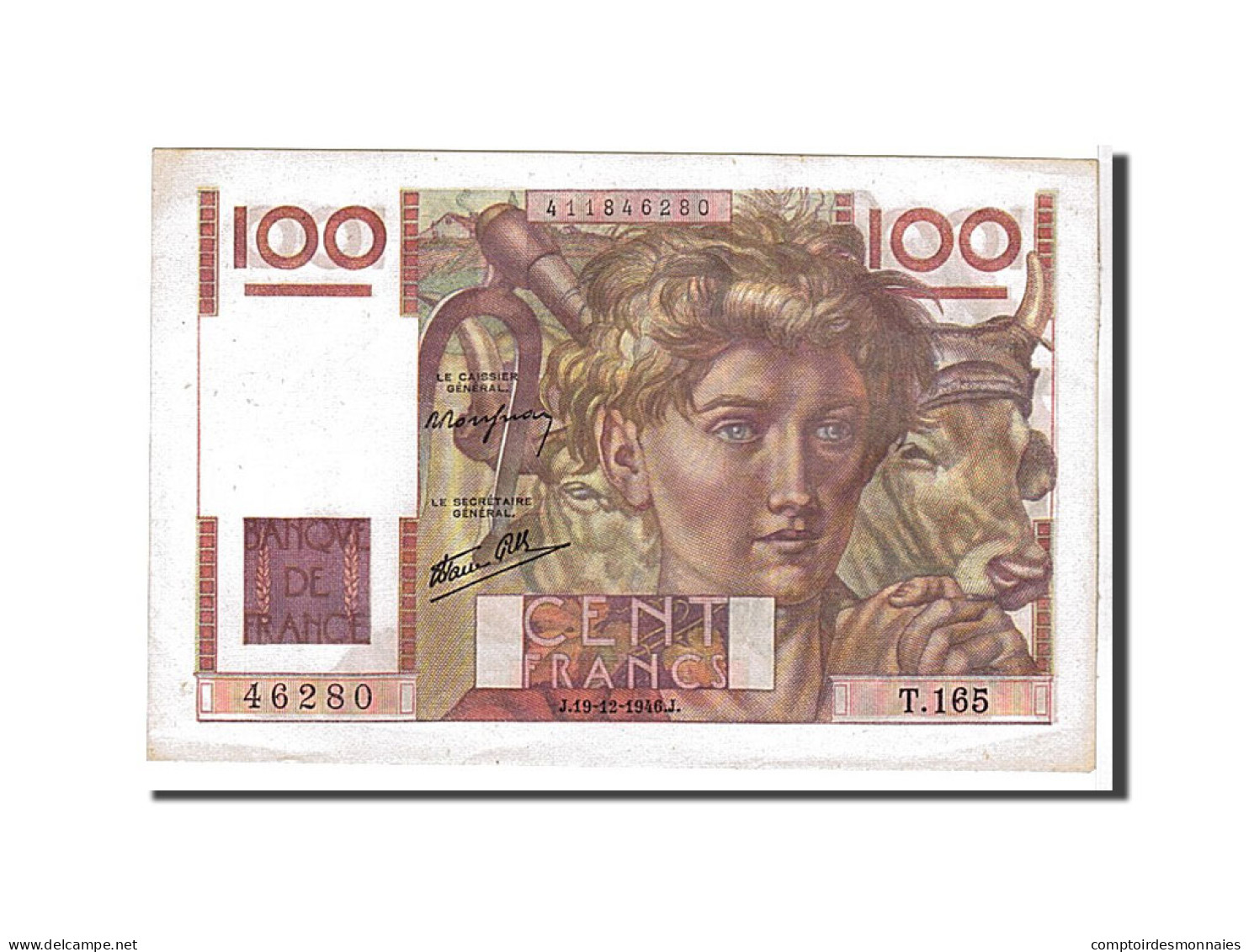 Billet, France, 100 Francs, 100 F 1945-1954 ''Jeune Paysan'', 1946, SPL - 100 F 1945-1954 ''Jeune Paysan''