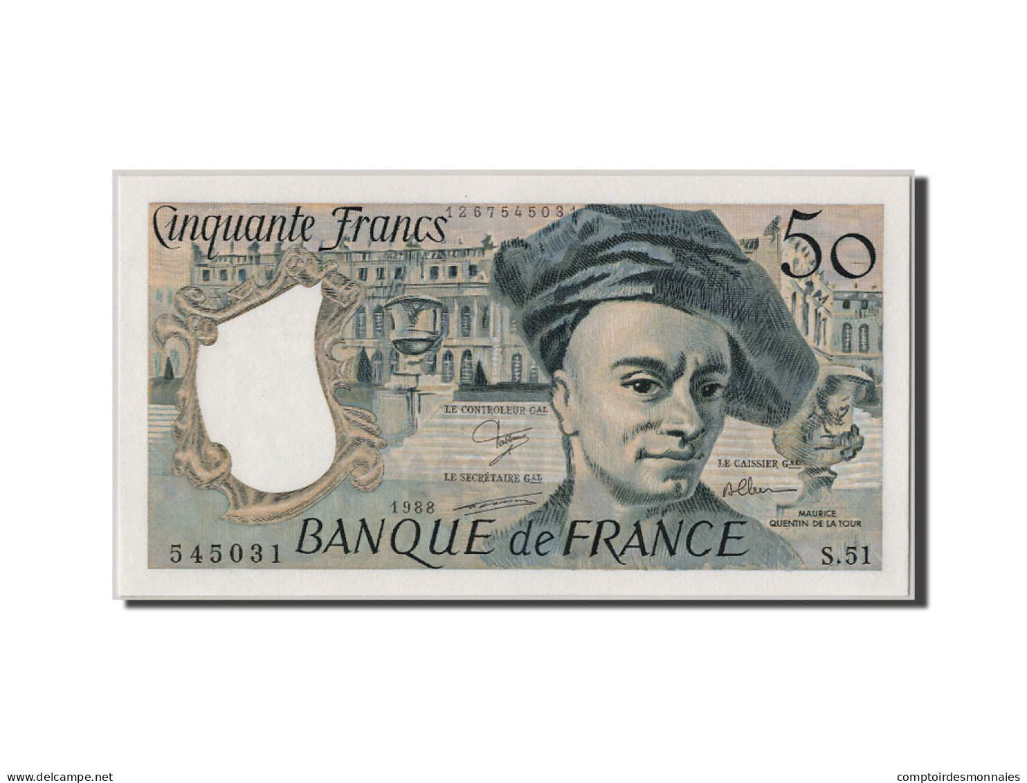 Billet, France, 50 Francs, 50 F 1976-1992 ''Quentin De La Tour'', 1988, NEUF - 50 F 1976-1992 ''Quentin De La Tour''