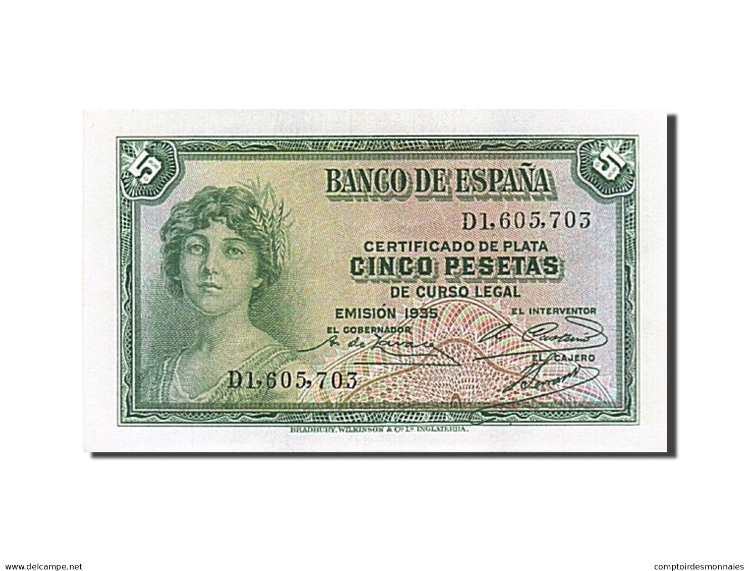 Billet, Espagne, 5 Pesetas, 1935, SPL - 5 Peseten