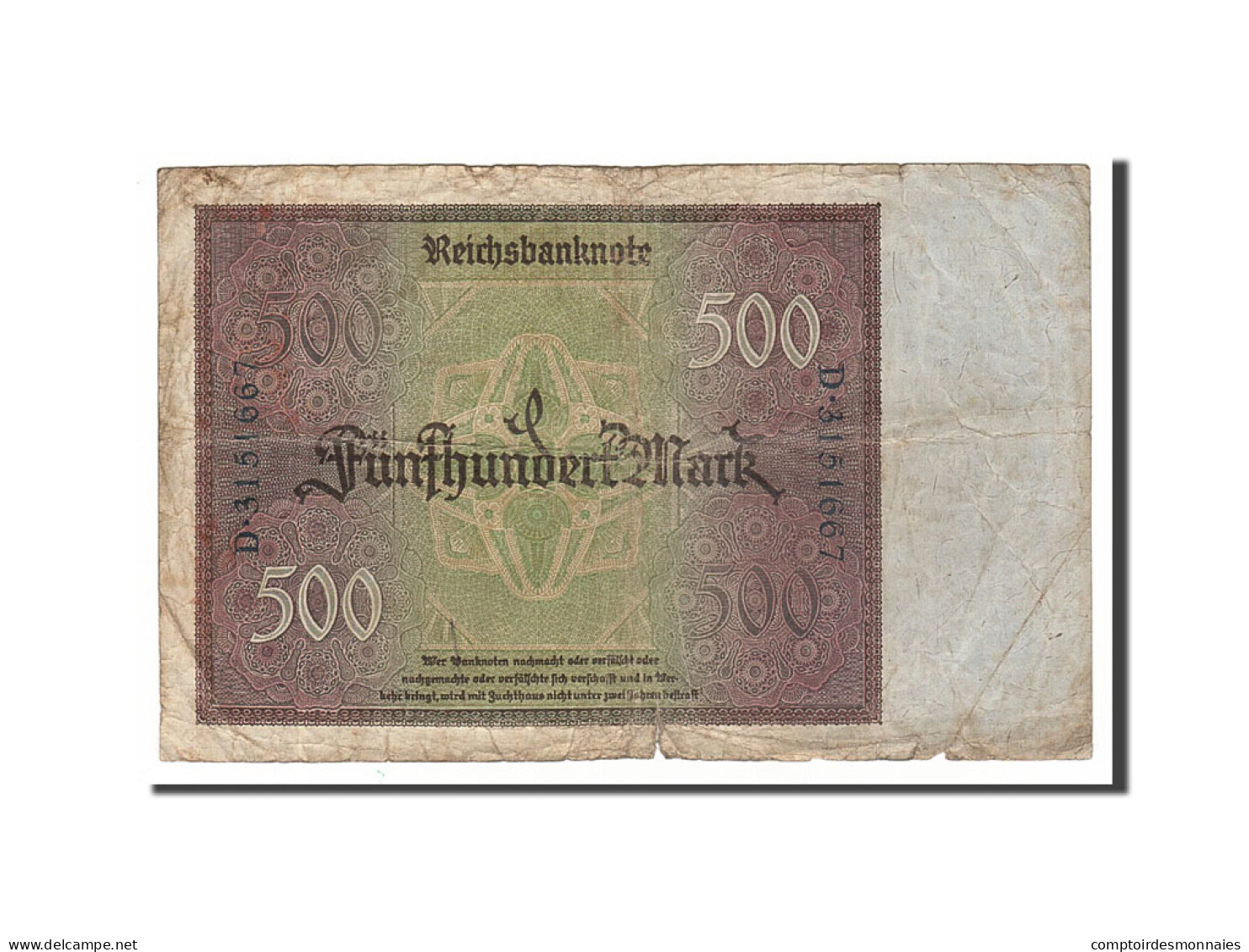 Billet, Allemagne, 500 Mark, 1922, 1922-03-27, TB - 500 Mark