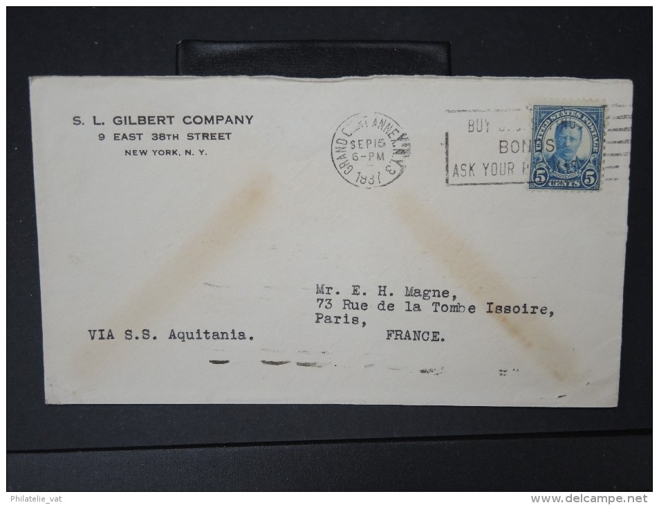 ETATS UNIS -  ARCHIVE DE 48 enveloppes de New York pour Paris période 1930/38 toutes par bateau a étudier  P4185