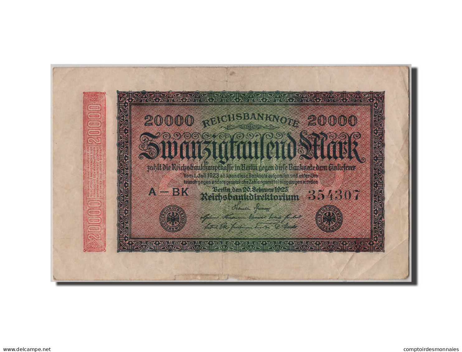 Billet, Allemagne, 20,000 Mark, 1923, 1923-02-20, TB+ - 20000 Mark