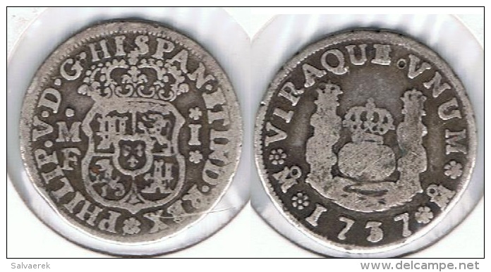 MEXICO FELIPE V REAL 1737 COLUMNARIO - Mexico