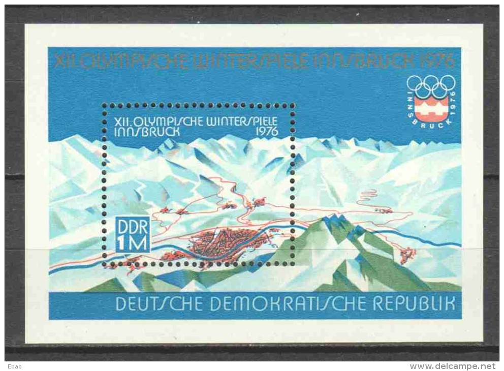 Germany DDR 1975 Mi Block 43 MNH OLYMPICS - Winter 1976: Innsbruck