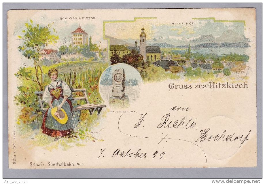 AK LU HITZKIRCH 1899-10-07 Litho Müller & Trüb - Hitzkirch
