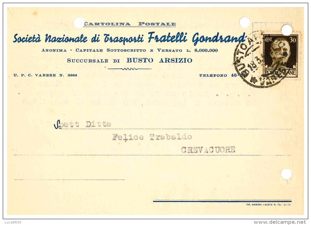 CARTOLINA COMMERCIALE - BUSTO ARSIZIO - DITTA FRATELLI GARLANDA - Busto Arsizio