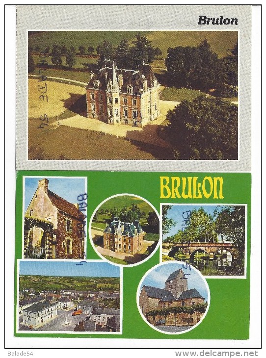 2 CPM - BRULON (72) Château Vert - Multivues - Brulon