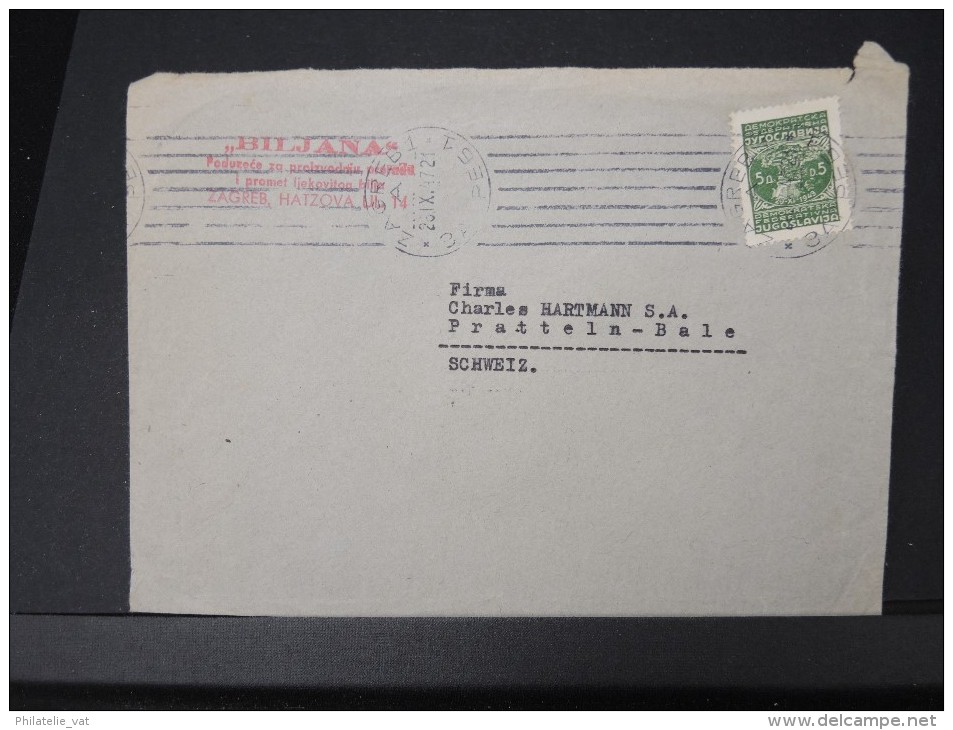 YOUGOSLAVIE - Lot de 6 enveloppes  pour la Suisse  période 1947/48    pour étude     P4207