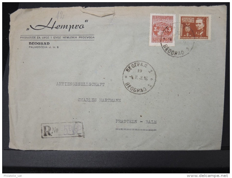 YOUGOSLAVIE - Lot de 6 enveloppes  pour la Suisse  période 1947/48    pour étude     P4207