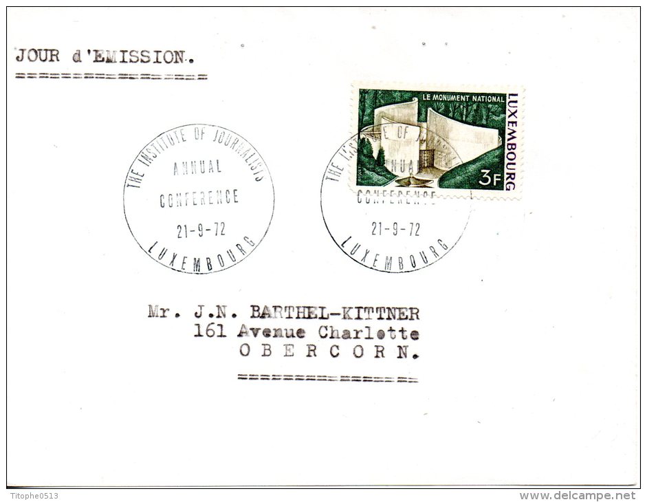 LUXEMBOURG. Enveloppe Commémorative De 1972. Conférence Annuelle De L'Institut De Journalisme. - Maschinenstempel (EMA)
