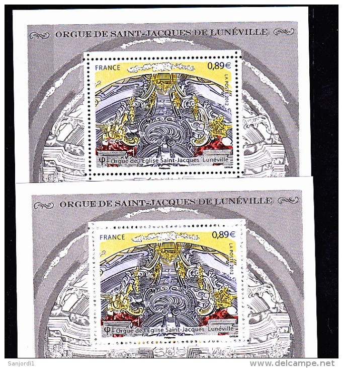 France 4708 4709 Feuillet Orgue Variété Impression Décalée Vers Le Bas  Et Original 2012 Neuf ** TB MNH Sin Charnela - Unused Stamps