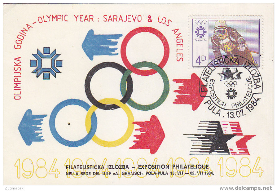 Olympic Games Sarajevo Los Angeles 1984 Philatelic Exhibition Postcard - Jeux Olympiques