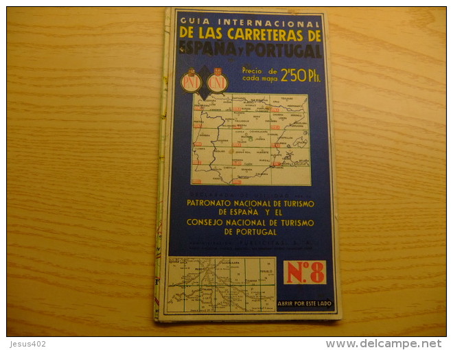 ANTIGUO MAPA DE CARRETERAS Nº 8 DE ESPAÑA Y PORTUGAL - Geographische Kaarten