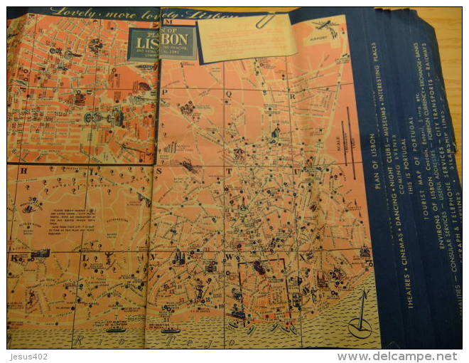 ANTIGUO MAPA DE LISBOA Año 1954 -THE TOURIST AND SHOPPING GUIDE OF LISBOA - VER FOTOS - Cuadernillos Turísticos