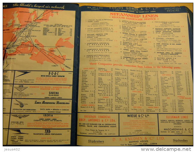 ANTIGUO MAPA DE LISBOA año 1954 -THE TOURIST AND SHOPPING GUIDE OF LISBOA - VER FOTOS