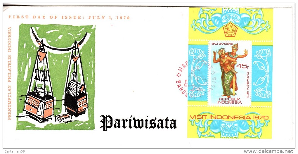 FDC Indonésie - Parimisata - Babi Dancers - 1970 - Bloc N° B16 - Indonesia
