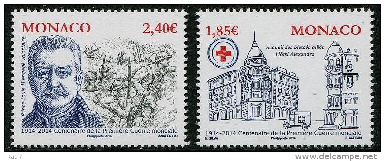 MONACO - 2014 - Centenaire De La 1ere Guerre Mondiale, Croix Rouge - 2v Neufs // Mnh - Unused Stamps