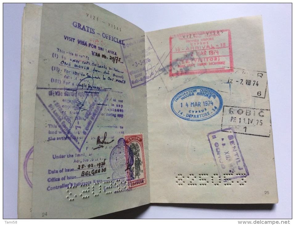 PASSEPORT  PASSPORT REISEPASS  YUGOSLAVIA  1972. VISA TO:  LEBANON  LIBANON  ,  CEYLON   ,  AUSTRALIA ,  INDIA , RUSSIA