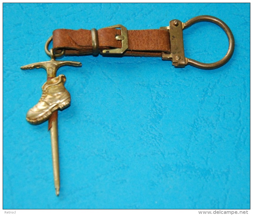 Vintage Key-ring - Alpinismo, Alpinisme, Mountain Climbing - Leather And Brass - Wintersport