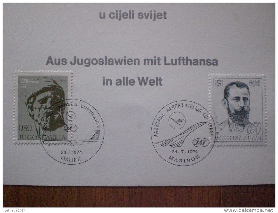 STAMPS JUGOSLAVIJA JUGOSLAVIA  AEREOFILATELIA  LUFTHANSA  MUCH RARE!! - Luftpost