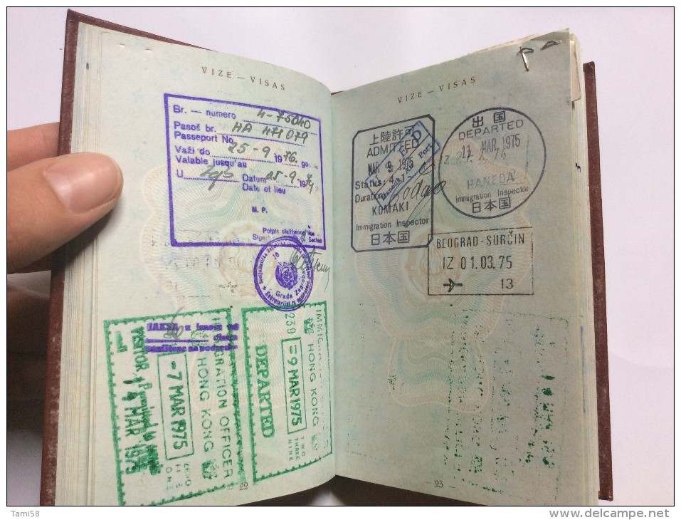 PASSEPORT     PASSPORT  REISEPASS  YUGOSLAVIA VISA TO:  HONG KONG , TURKEY ,  GREECE , SPAIN , PORTUGAL THAILAND, USA,