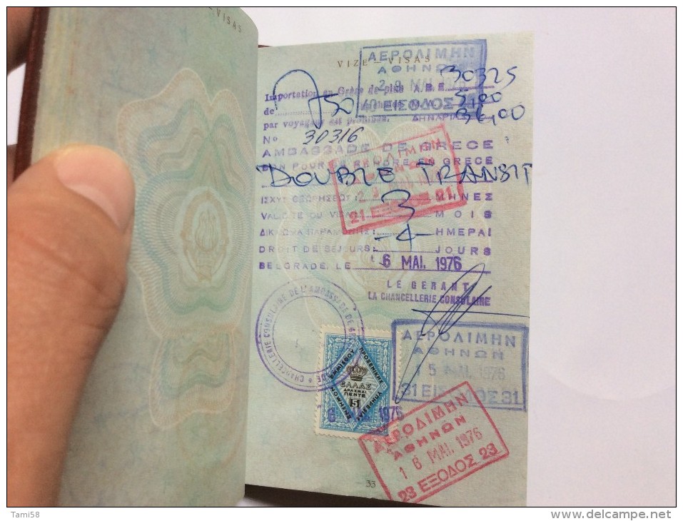 PASSEPORT     PASSPORT  REISEPASS  YUGOSLAVIA VISA TO:  HONG KONG , TURKEY ,  GREECE , SPAIN , PORTUGAL THAILAND, USA,