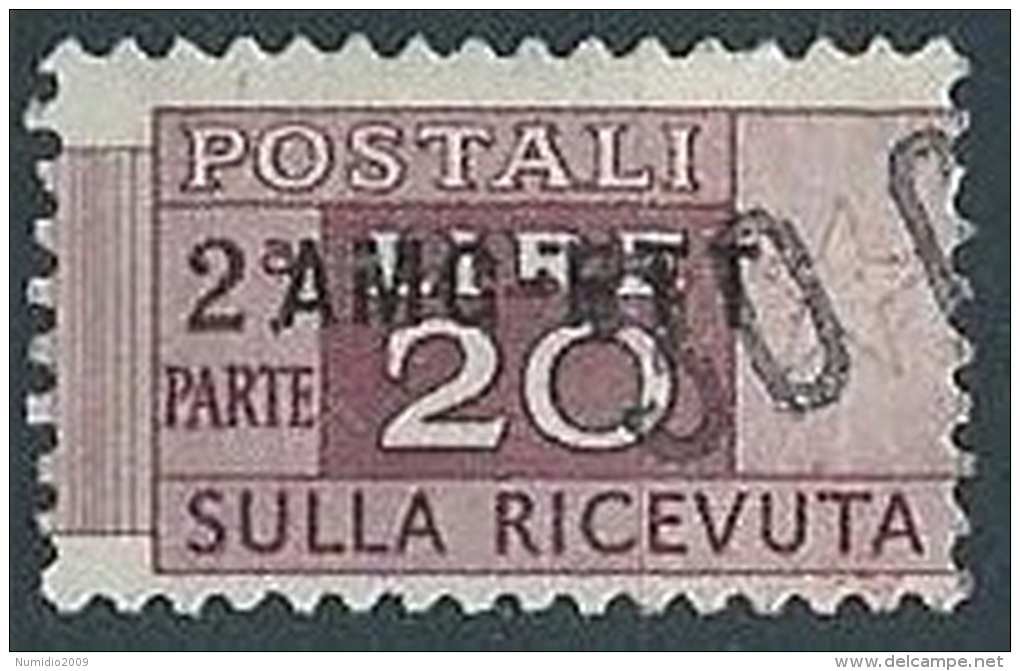 1949-53 TRIESTE A USATO PACCHI POSTALI 20 LIRE SEZIONE - W128 - Paketmarken/Konzessionen