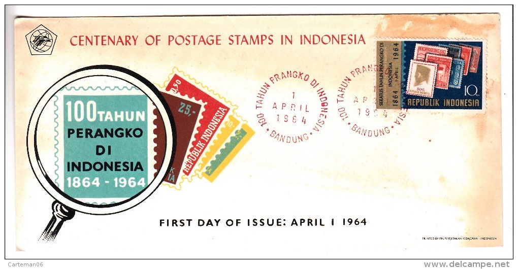 FDC Indonésie - 100 Tahun Perangko Di Indonesia - 1964 - Indonesië