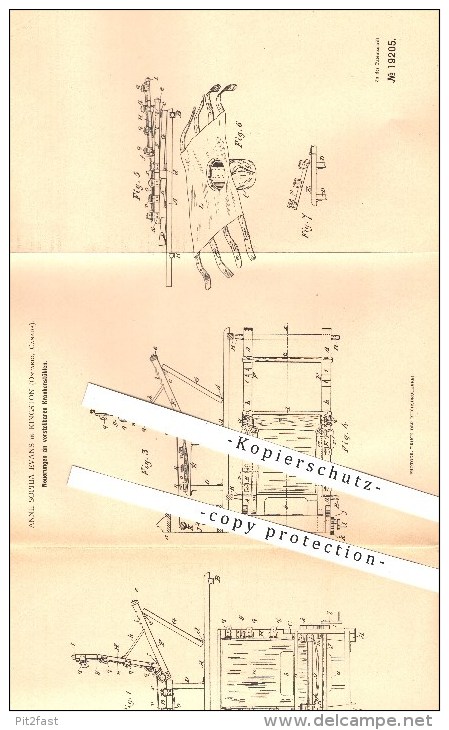 Original Patent - Anne Sophie Evans In Kingston , Ontario, Kanada , 1882 , Verstellbare Krankenstühle , Krankenbett !!! - Kingston