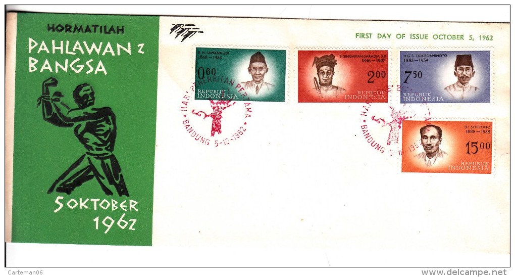 FDC Indonésie - Hormatilah Pahlawan Bangsa - 1962 - Indonesia