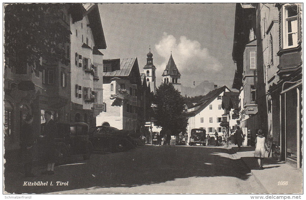 AK Kitzbühel Tirol Hauptstrasse ? Gasthof ? Laden ? Alte Autos Oldtimer Bei Aurach Reith Oberndorf Kirchberg St. Johann - Kitzbühel